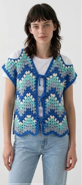 COLD SHOULDER CROCHET WAISTCOAT