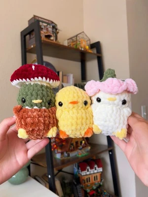 No-sew 4 in 1 Mini Ducks Pattern Flower and Mushroom Hat