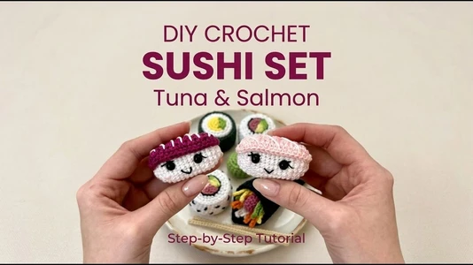 How to Crochet the Cutest Amigurumi Sushi!  (Salmon & Tuna Roll Tutorial)
