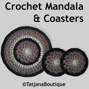 Crochet Pattern Mandala Table Mat and Coasters Set