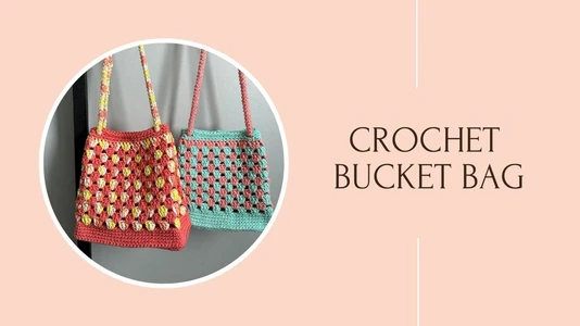 Crochet Bucket Bag | On the go bucket bag | Granny stitch bucket bag | summer crochet