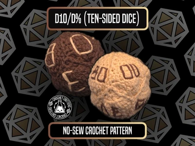 D10/D% (Ten-Sided Dice) - No-Sew Pattern