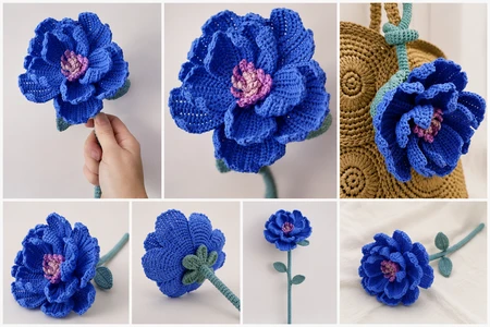 Realistic Blue Rose Crochet Pattern