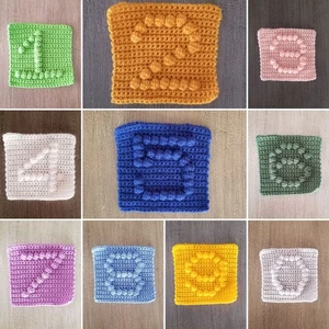 Numbers Bobble Square Crochet Pattern