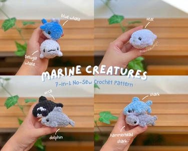 Marine Creatures - 7-in-1 No-Sew Mini Loaf Animals Pattern Bundle