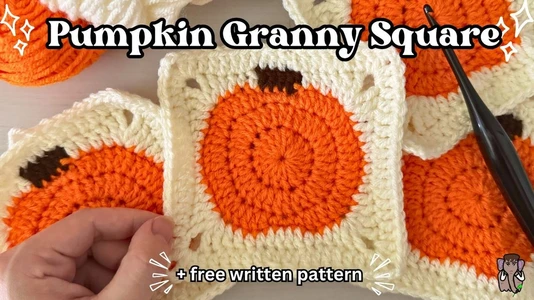 Easy Pumpkin Granny Square Crochet Tutorial