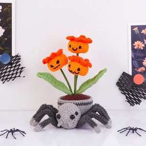 Pumpkin Flowers Spider Pot Crochet Pattern