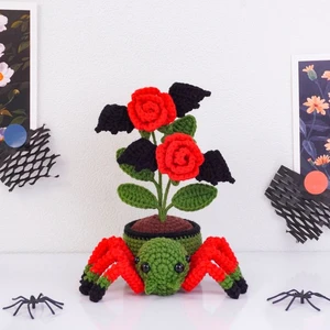 Rose Flower Spider Pot Crochet Pattern