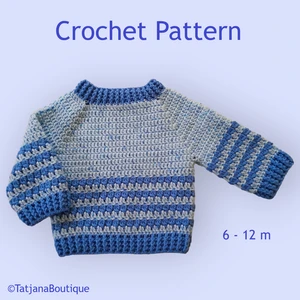 Crochet Baby Sweater Pattern, Blue Jumper