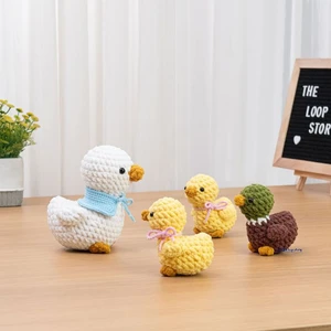 Mini Goose Pattern Amigurumi Duck  Mama Goose with Baby Yellow Duck Mallard Duck with Bow Tie Silly Fluffy Goose