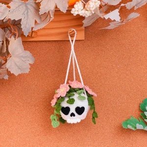 Halloween Flower Skull Pot Car Hanging Crochet Pattern