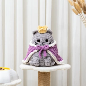 Crochet Cat Pattern British Shorthair Cat Cute Chubby Kitty Sitting Kitten Low Sew