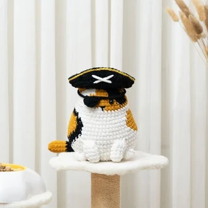 Crochet Calio Cat Pattern Amigurumi Cat Plush with Pirate Cat