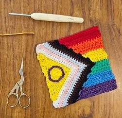 Intersex-Inclusive Progress Pride Flag granny square