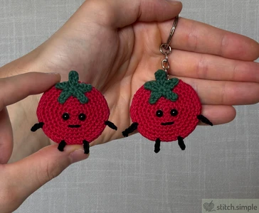 Silly Tomato Crochet Pattern | Veggie Magnet | Keychain & Bag Charm | Beginner-Friendly Flat Amigurumi