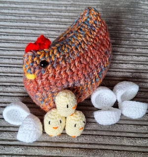 Mother Hen with Chicks in Eggs