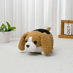 Crochet Beagle Pattern Low Sew Amigurumi Beagle Plush Cute Chubby Stuffed Puppy Pattern