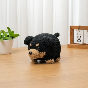 Rottweiler Crochet Dog Pattern Low Sew Amigurumi Puppy Plush