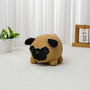 Crochet Pug Pattern Low Sew Amigurumi Pug Plushie Handmade Puppy