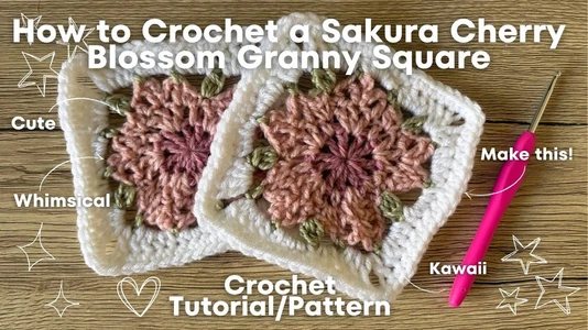 How to Crochet A Cherry Blossom Sakura Granny Square | Pattern | Tutorial  #crochet #sakura