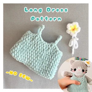 Long Summer Dress ONLY No Sew -  Summer Day Animals Clothes Crochet Pattern ENG