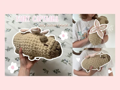 Crochet capybara with fairy wings | beginner friendly tutorial | amigurumi thisfairymade