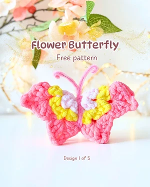 Flower Butterfly - FREE Crochet Pattern Design 1 of 5