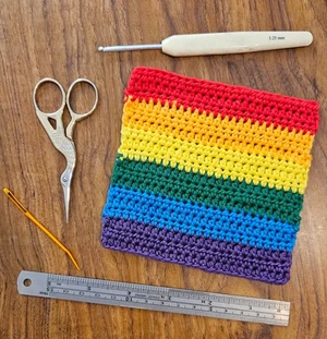Traditional Pride Flag granny square