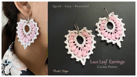 Crochet Leaf Lace Earrings