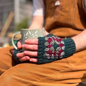 Cozy Autumnal Fingerless Glove Bundle - Forager\'s Fingerless Gloves & Sunflower-Power Gloves