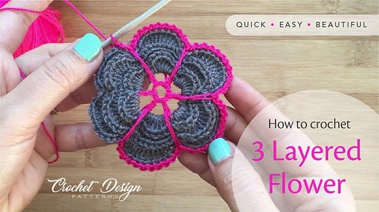 Layered Crochet Flower with bead