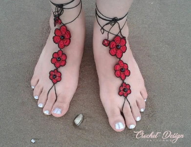 Beaded Flower Barefoot Sandals