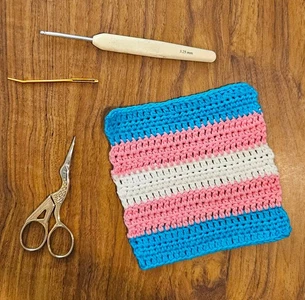 Trans Pride Flag granny square