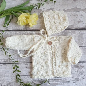 Baby Ella Bobble Cardigan and Bonnet Set 0-3 /3-6 months