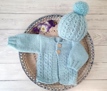 Baby Ella Cabled Cardigan & Beanie Set