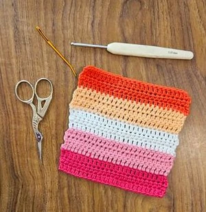 Lesbian Pride Flag granny square