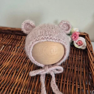 TEDDY BEAR BONNET ( Newborn 0-3 months)