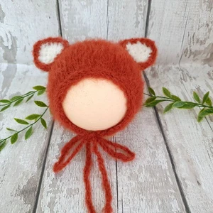 Newborn- 3 months Baby Fox / Kitty ears bonnet