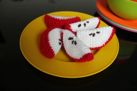 cute crochet apple slice