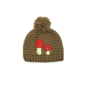 Mushroom Pom Pom Beanie Crochet Pattern