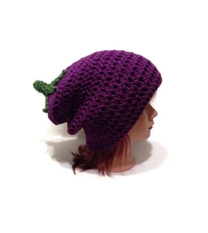 Eggplant Slouchy Hat Crochet Pattern