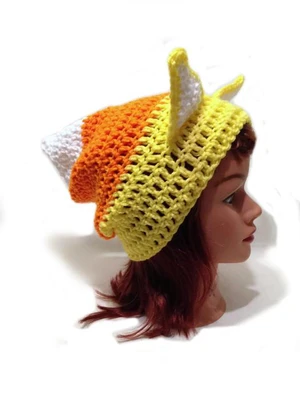 Candy Corn Cat Hat Crochet Pattern