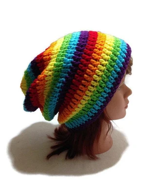 Rainbow Slouchy Hat Crochet Pattern