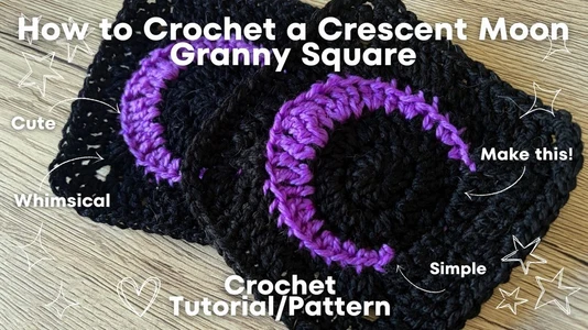 How to Crochet A Crescent Moon Granny Square | Pattern | Tutorial #crochet #moon #crochettutorial