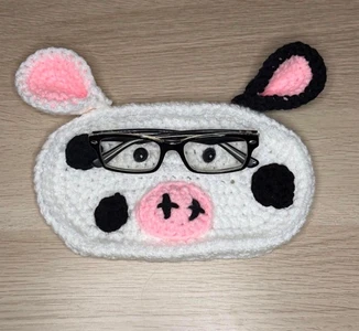 Handmade Crochet Cow Eyeglasses Holder Pattern