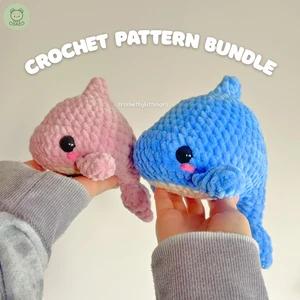 Mini & Small No-Sew Dolphins Crochet Pattern Bundle