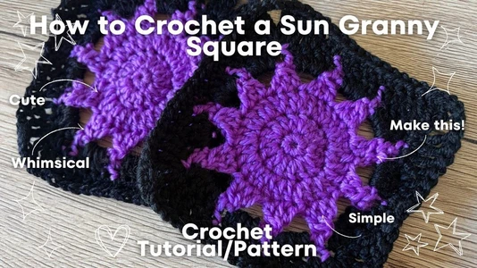 How to Crochet A Sun Granny Square | Pattern | Tutorial #crochet #sun #crochettutorial #crocheting