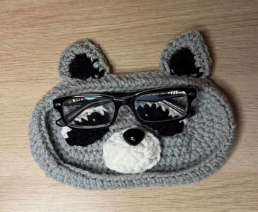Handmade Crochet Raccoon Eyeglasses Holder Pattern