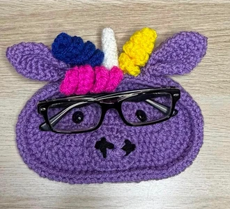 Handmade Crochet Unicorn Eyeglasses Holder Pattern