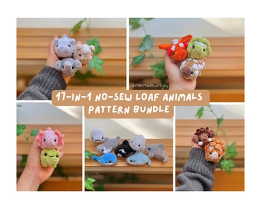 17-in-1 No-Sew Loaf Animals Crochet Pattern Bundle
